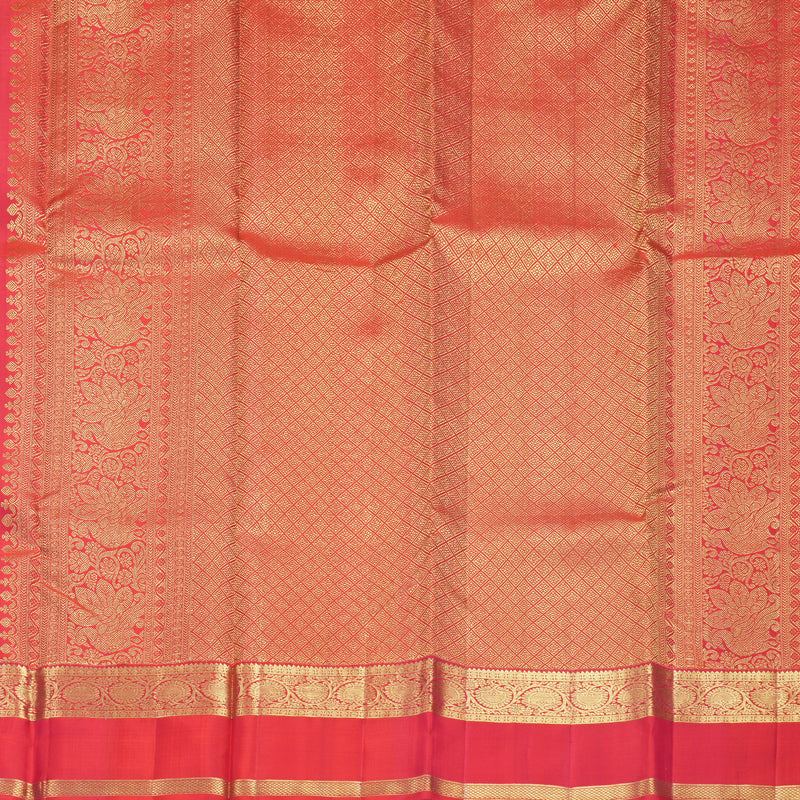 Hayagrivas Handloom Purple Kanjivaram Silk Saree with Reddish-Pink Border KBF49D2-9