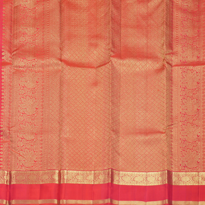 Hayagrivas Handloom Purple Kanjivaram Silk Saree with Reddish-Pink Border KBF49D2-9