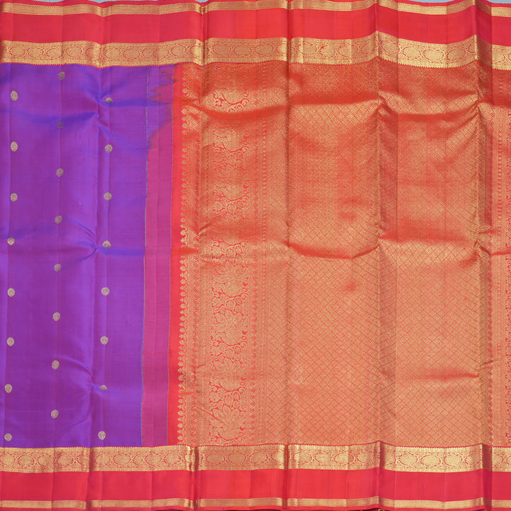 Hayagrivas Handloom Purple Kanjivaram Silk Saree with Reddish-Pink Border KBF49D2-9