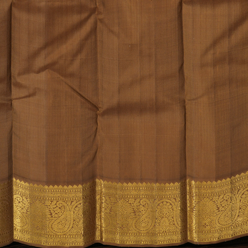 Hayagrivas Handloom Peach Pink Kanjivaram Silk Saree with Golden Brown Border KBF4D2-3