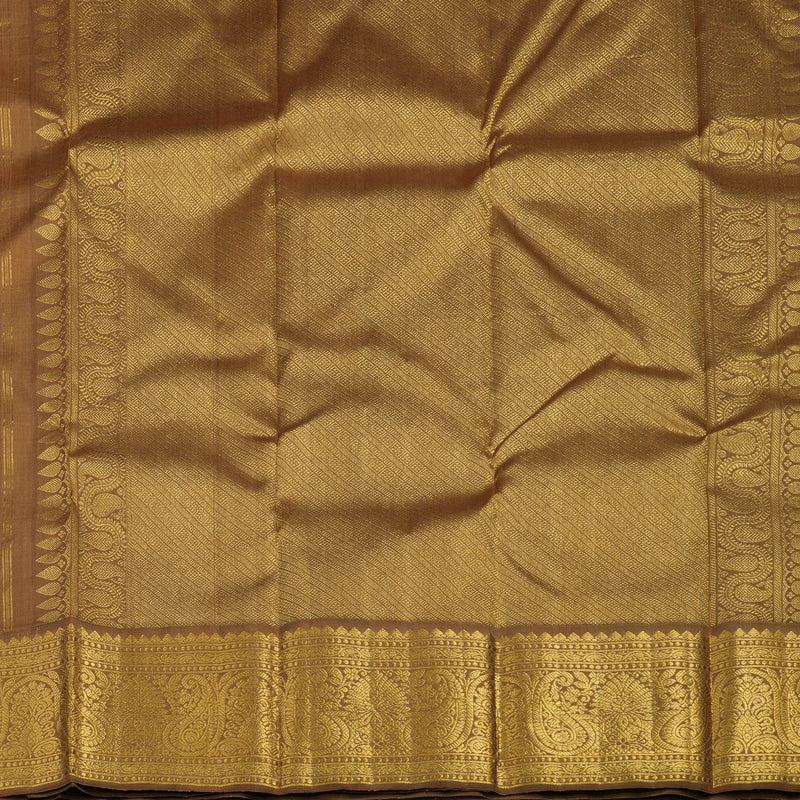 Hayagrivas Handloom Peach Pink Kanjivaram Silk Saree with Golden Brown Border KBF4D2-3
