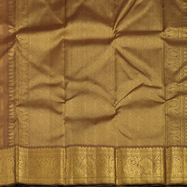 Hayagrivas Handloom Peach Pink Kanjivaram Silk Saree with Golden Brown Border KBF4D2-3