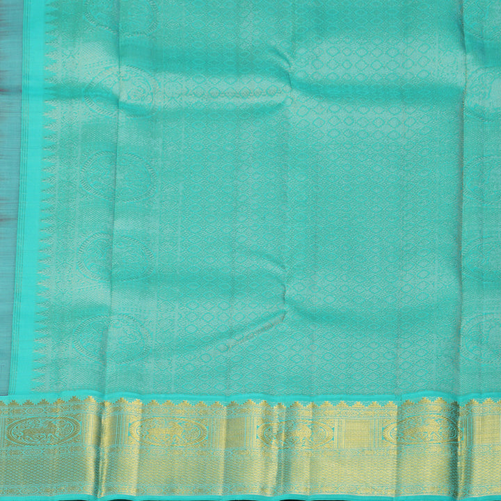 Hayagrivas Handloom Nagapazham Kanjivaram Silk Saree with Sky Blue Border KBF4D2-4