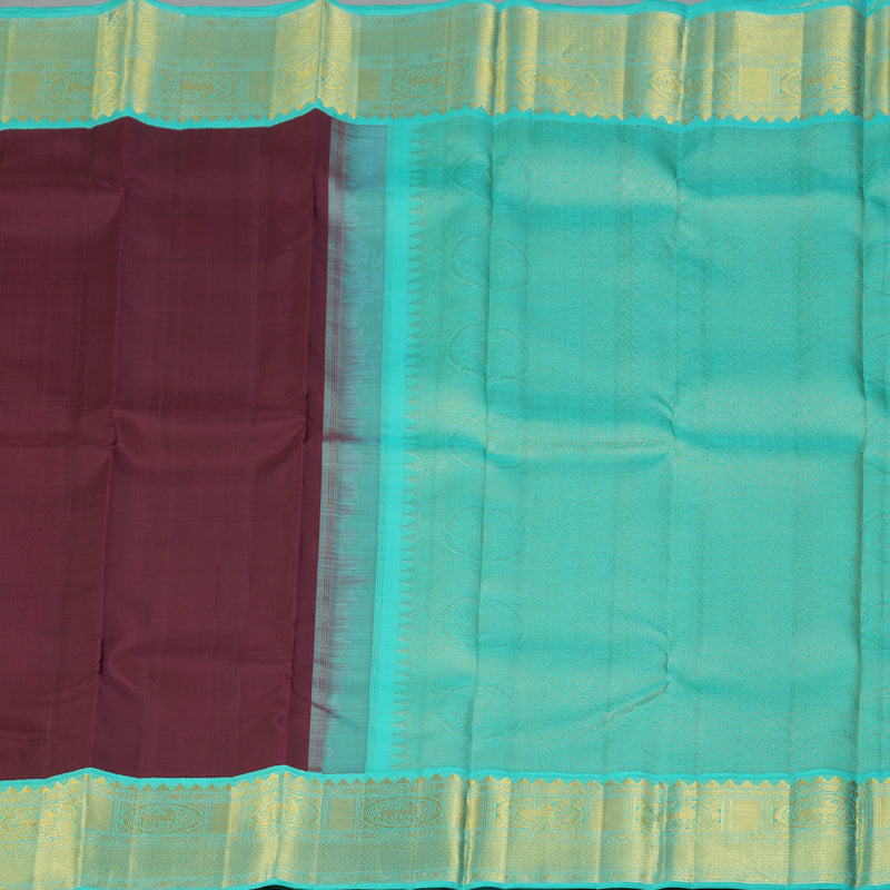 Hayagrivas Handloom Nagapazham Kanjivaram Silk Saree with Sky Blue Border KBF4D2-4