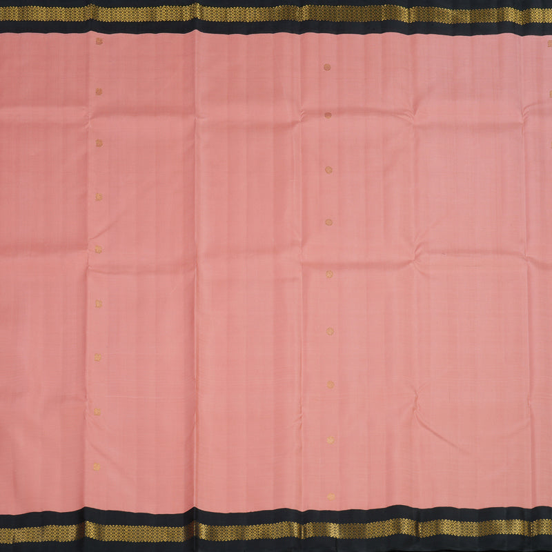 Hayagrivas Handloom Peach Pink Kanjivaram Silk Saree with Black Border KBF4D4-1
