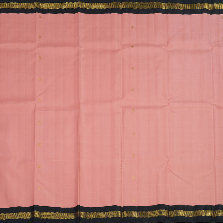 Hayagrivas Handloom Peach Pink Kanjivaram Silk Saree with Black Border KBF4D4-1