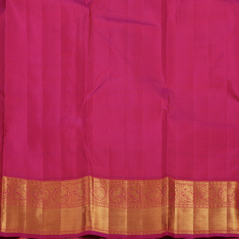 Hayagrivas Handloom Orange Kanjivaram Silk Saree with Magenta Border KBF4D6-1