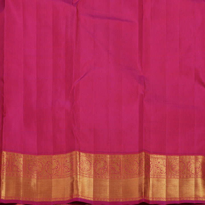 Hayagrivas Handloom Orange Kanjivaram Silk Saree with Magenta Border KBF4D6-1