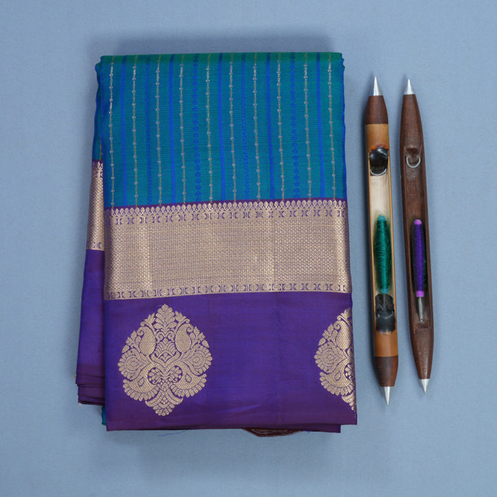 Hayagrivas Handloom Mayilkazhuthu Kanjivaram Silk Saree with Purple Border KBF500F13-1