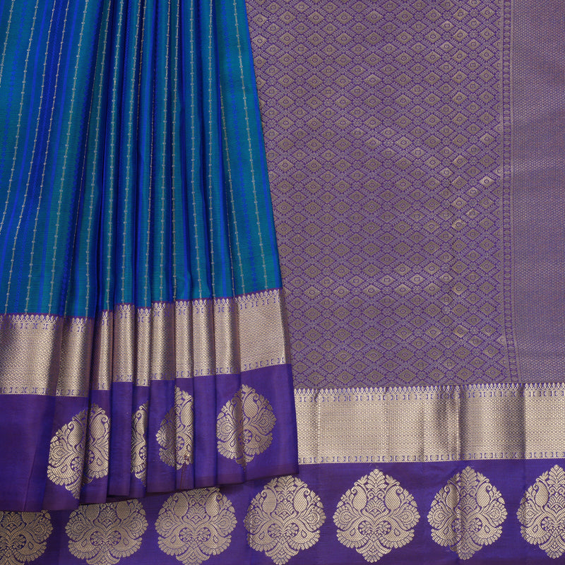 Hayagrivas Handloom Mayilkazhuthu Kanjivaram Silk Saree with Purple Border KBF500F13-1