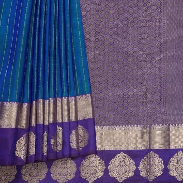 Hayagrivas Handloom Mayilkazhuthu Kanjivaram Silk Saree with Purple Border KBF500F13-1