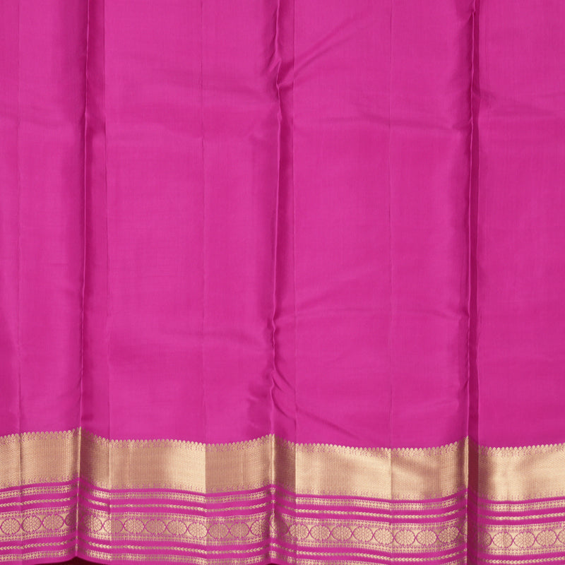 Hayagrivas Handloom Orangish Pink Kanjivaram Silk Saree with Magenta Border KBF500F14-1