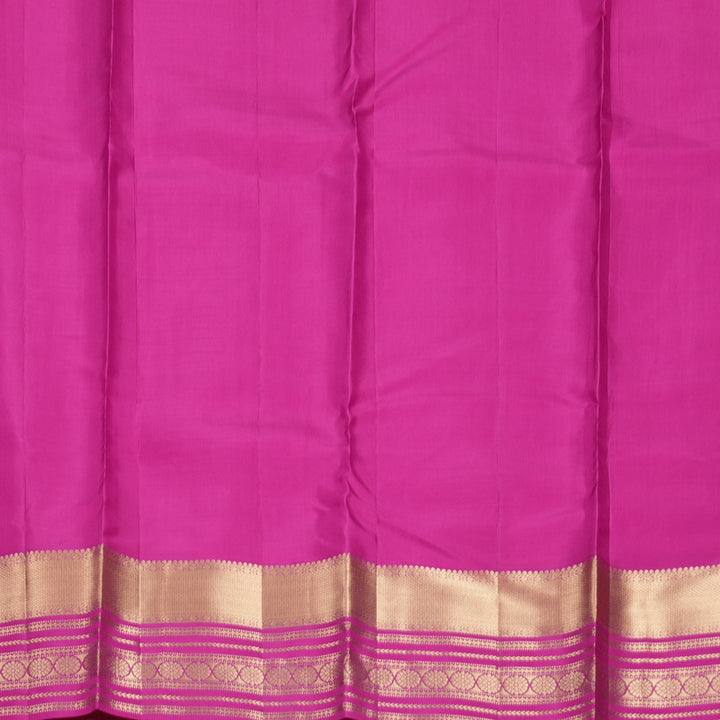 Hayagrivas Handloom Orangish Pink Kanjivaram Silk Saree with Magenta Border KBF500F14-1