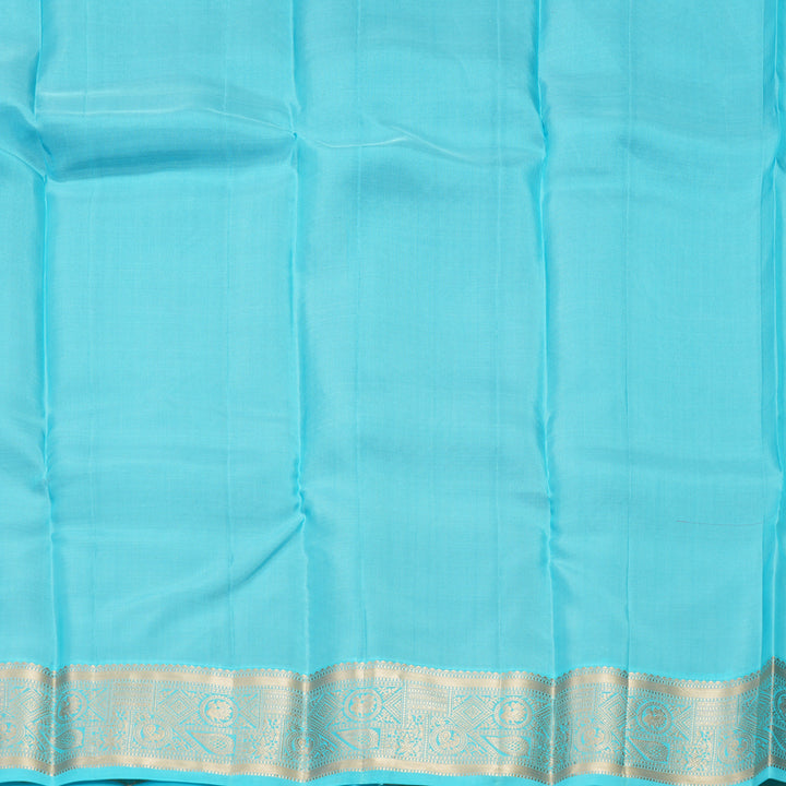Hayagrivas Handloom Dark Pink Kanjivaram Silk Saree with Sky Blue Border KBF500F15-5
