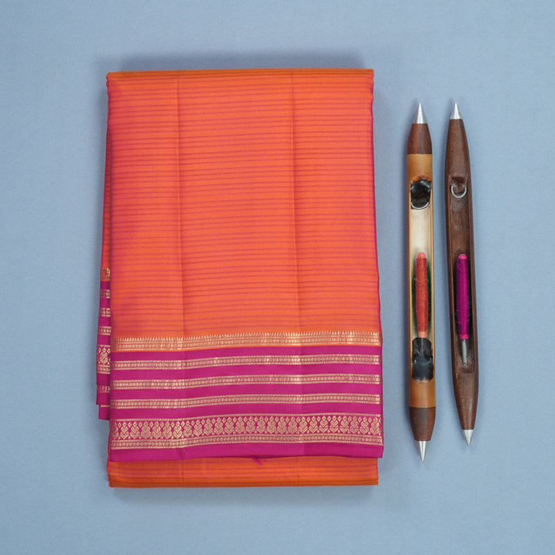 Hayagrivas Handloom Orangish-Pink Kanjivaram Silk Saree KBF500F3-2