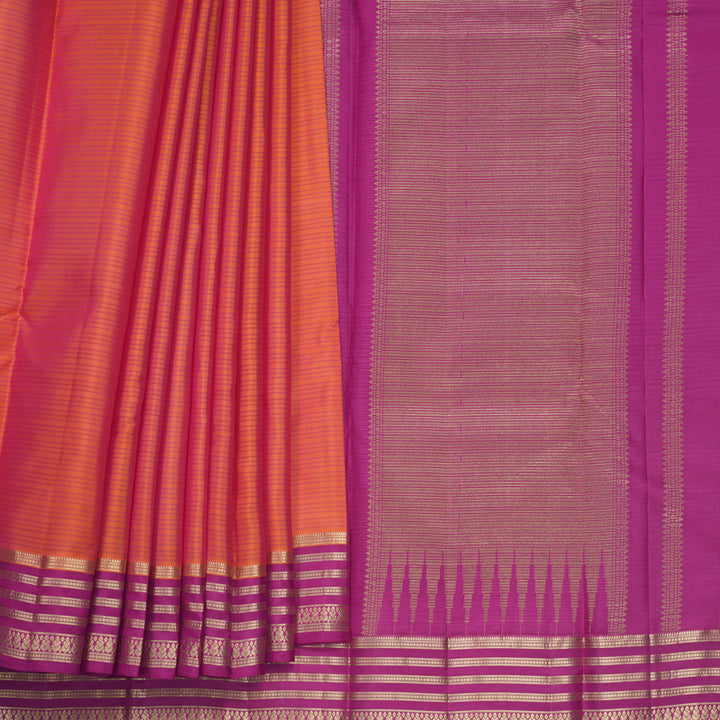 Hayagrivas Handloom Orangish-Pink Kanjivaram Silk Saree KBF500F3-2