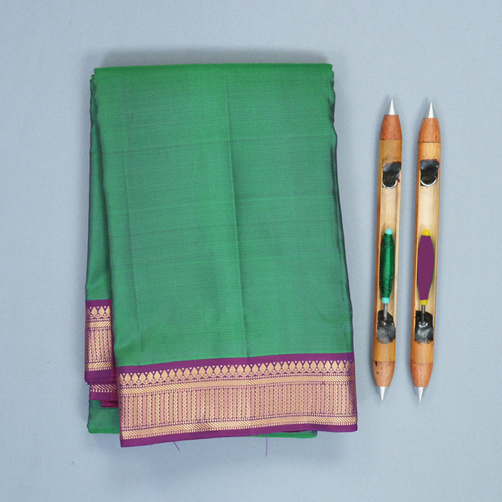 Hayagrivas Handloom Green (Shot Colour) Kanjivaram Silk Saree KBF503F3-7