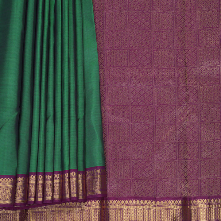 Hayagrivas Handloom Green (Shot Colour) Kanjivaram Silk Saree KBF503F3-7