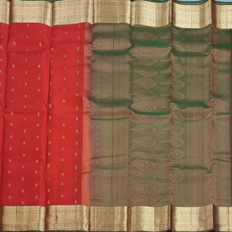 Hayagrivas Handloom Red Kanjivaram Silk Saree with Manthalir Border KBF500F4-3