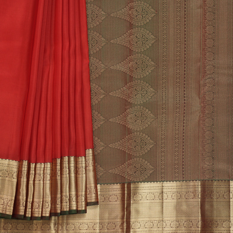 Hayagrivas Handloom Red Kanjivaram Silk Saree with Manthalir Border KBF500F4-3