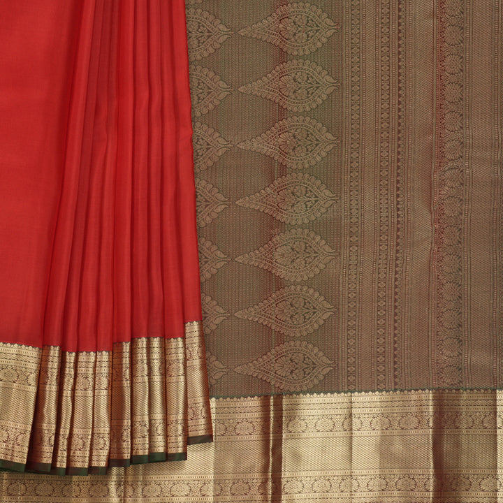 Hayagrivas Handloom Red Kanjivaram Silk Saree with Manthalir Border KBF500F4-3