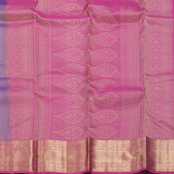 Hayagrivas Handloom Purple Kanjivaram Silk Saree with Pink Border KBF500F4-5