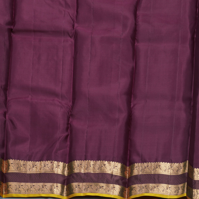 Hayagrivas Handloom Rust Orange Kanjivaram Silk Saree with Plum Purple Border KBF500F4-9
