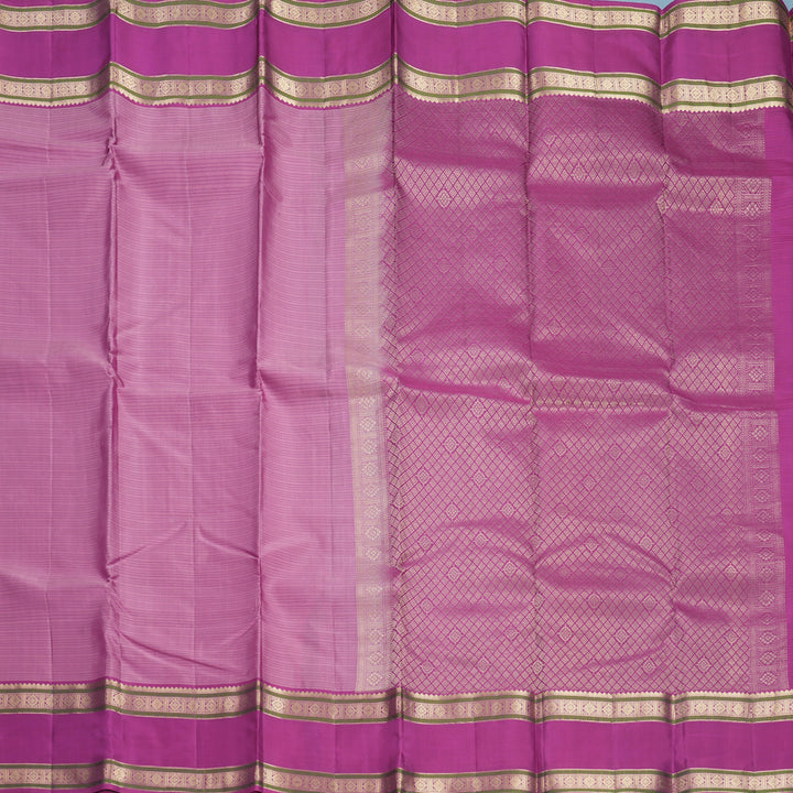 Hayagrivas Handloom Lotus Pink Kanjivaram Silk Saree with Vadamalli Purple Border KBF500F5-1