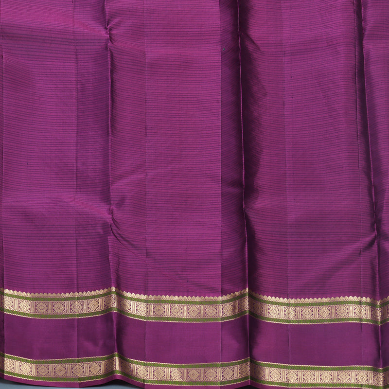 Hayagrivas Handloom Peacock Blue Kanjivaram Silk Saree with Purple Border KBF500F5-2