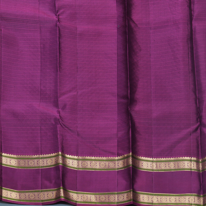 Hayagrivas Handloom Peacock Blue Kanjivaram Silk Saree with Purple Border KBF500F5-2