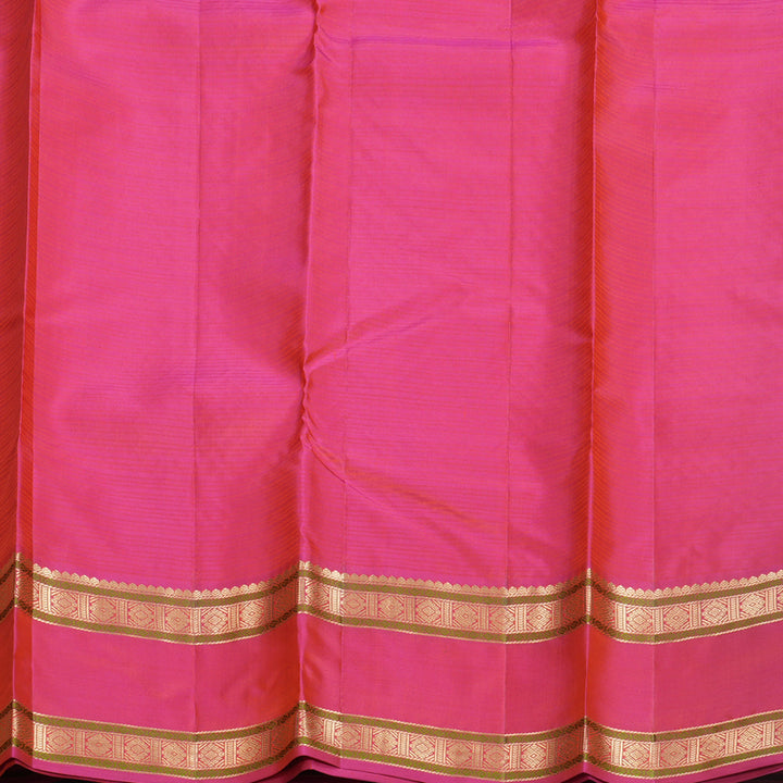 Hayagrivas Handloom Orange Kanjivaram Silk Saree with Pink Border KBF500F5-3