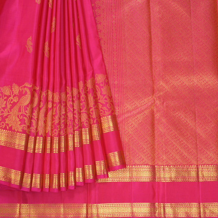 Hayagrivas Handloom Rani Pink Kanjivaram Silk Saree KBF502F1-1
