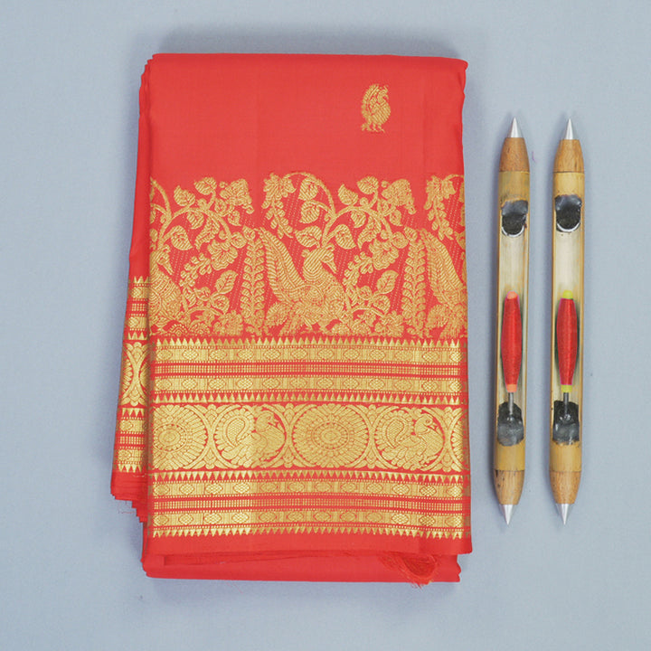 Hayagrivas Handloom Red Kanjivaram Silk Saree KBF502F1-4