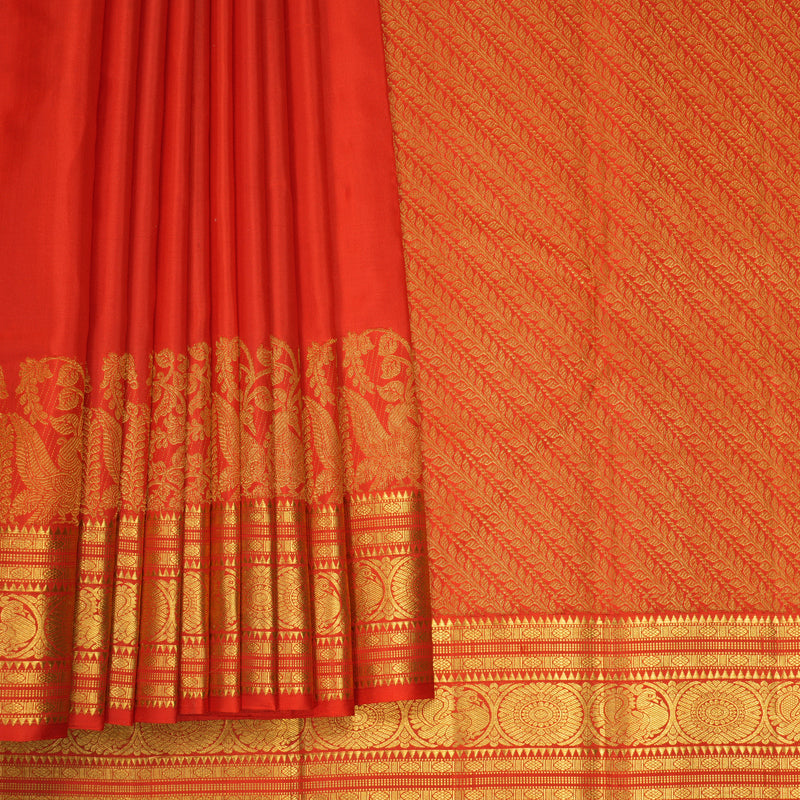 Hayagrivas Handloom Red Kanjivaram Silk Saree KBF502F1-4