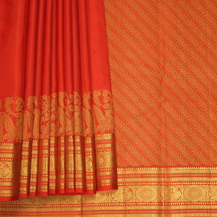 Hayagrivas Handloom Red Kanjivaram Silk Saree KBF502F1-4