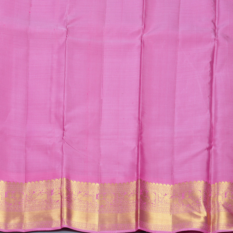 Hayagrivas Handloom Deep Snuff Kanjivaram Silk Saree with Rose Pink Border KBF502F3-1