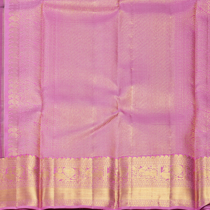 Hayagrivas Handloom Deep Snuff Kanjivaram Silk Saree with Rose Pink Border KBF502F3-1