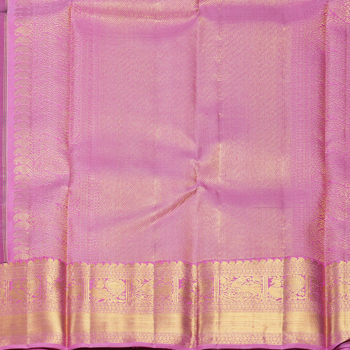 Hayagrivas Handloom Deep Snuff Kanjivaram Silk Saree with Rose Pink Border KBF502F3-1