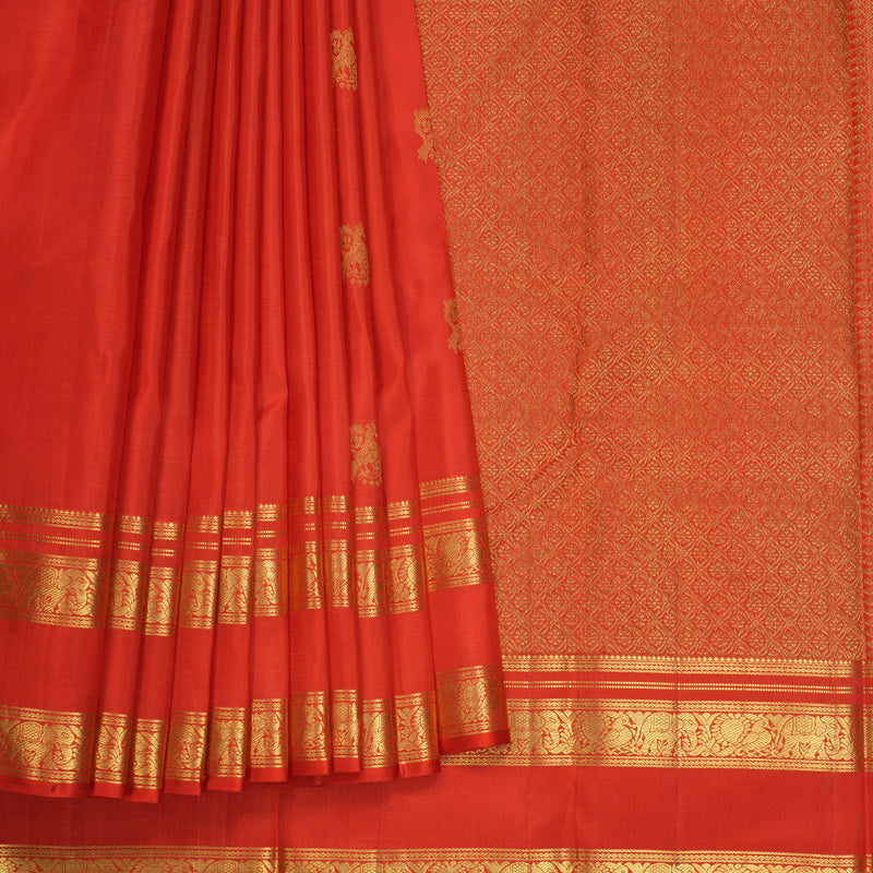 Hayagrivas Handloom Red Kanjivaram Silk Saree KBF502F5-1