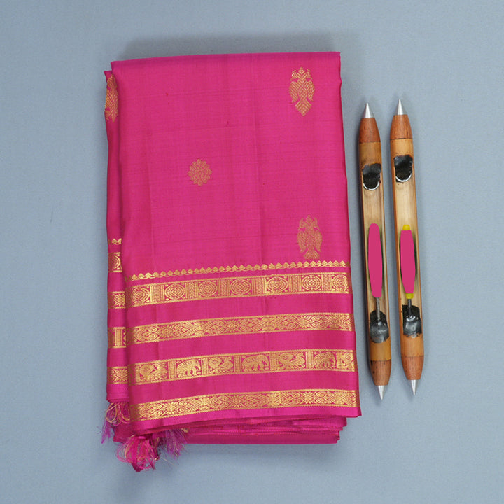 Hayagrivas Handloom Rani Pink Kanjivaram Silk Saree KBF502F5-3