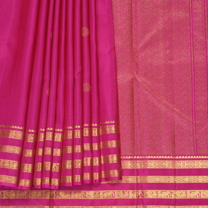 Hayagrivas Handloom Rani Pink Kanjivaram Silk Saree KBF502F5-3
