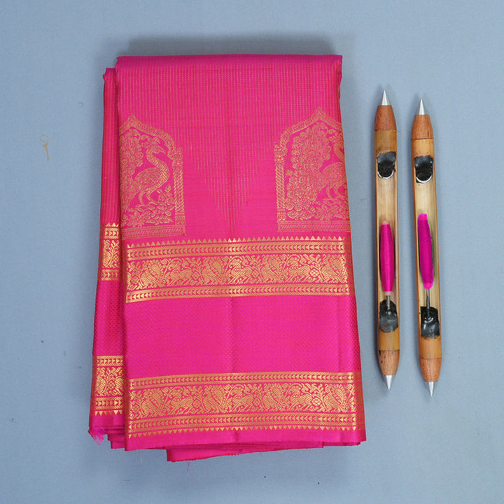 Hayagrivas Handloom Rani Pink Kanjivaram Silk Saree KBF502F6-2