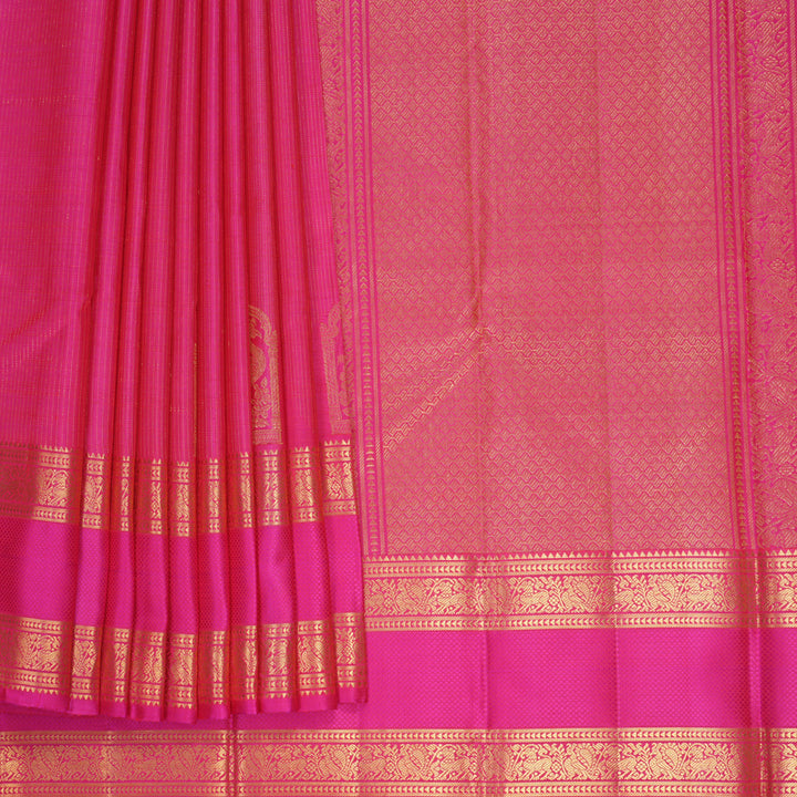 Hayagrivas Handloom Rani Pink Kanjivaram Silk Saree KBF502F6-2