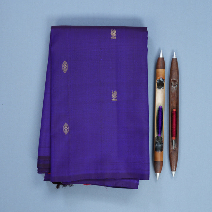 Hayagrivas Handloom Purplish-Blue Kanjivaram Silk Saree KBF503F4-1