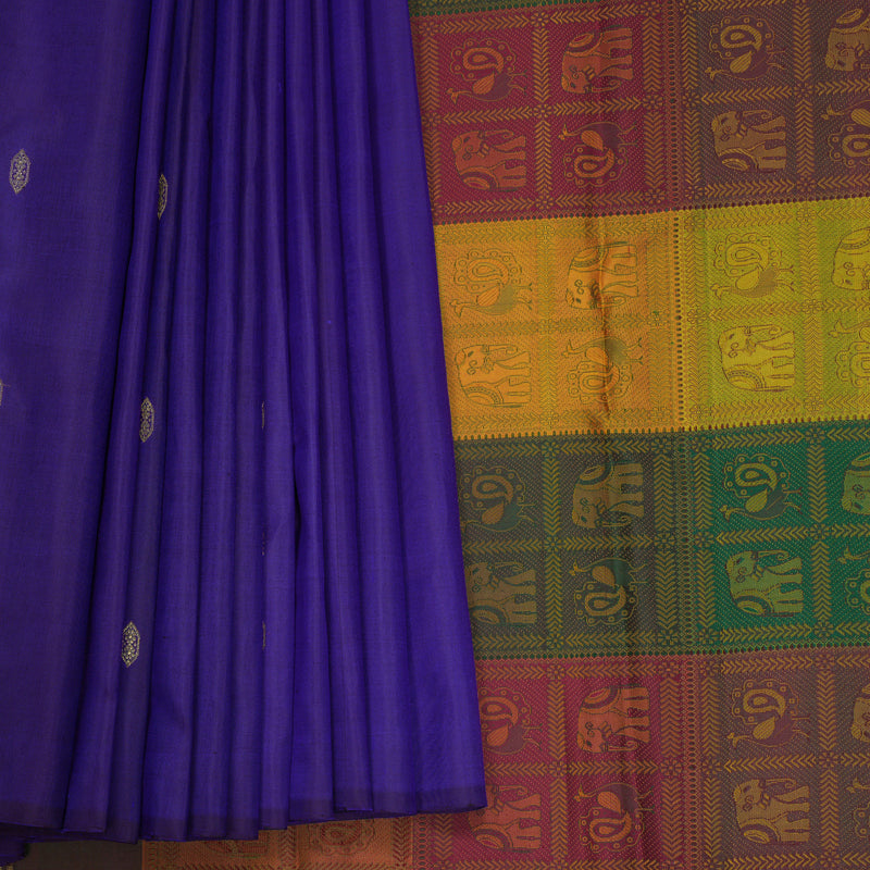 Hayagrivas Handloom Purplish-Blue Kanjivaram Silk Saree KBF503F4-1