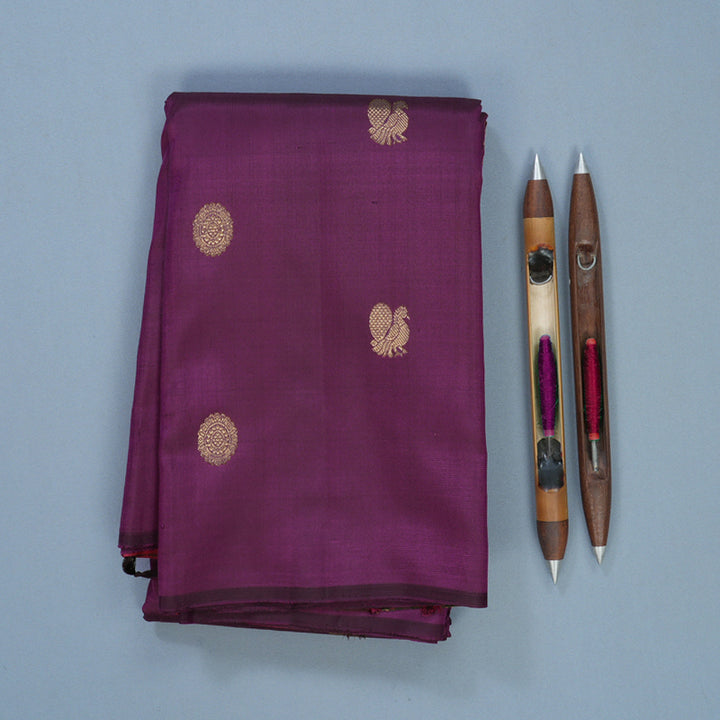 Hayagrivas Handloom Purple Kanjivaram Silk Saree KBF503F5-1
