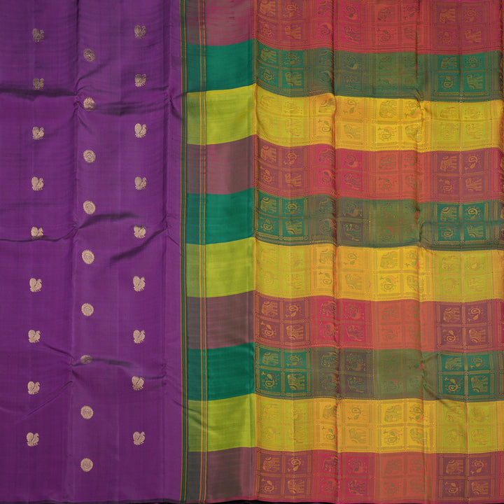 Hayagrivas Handloom Purple Kanjivaram Silk Saree KBF503F5-1