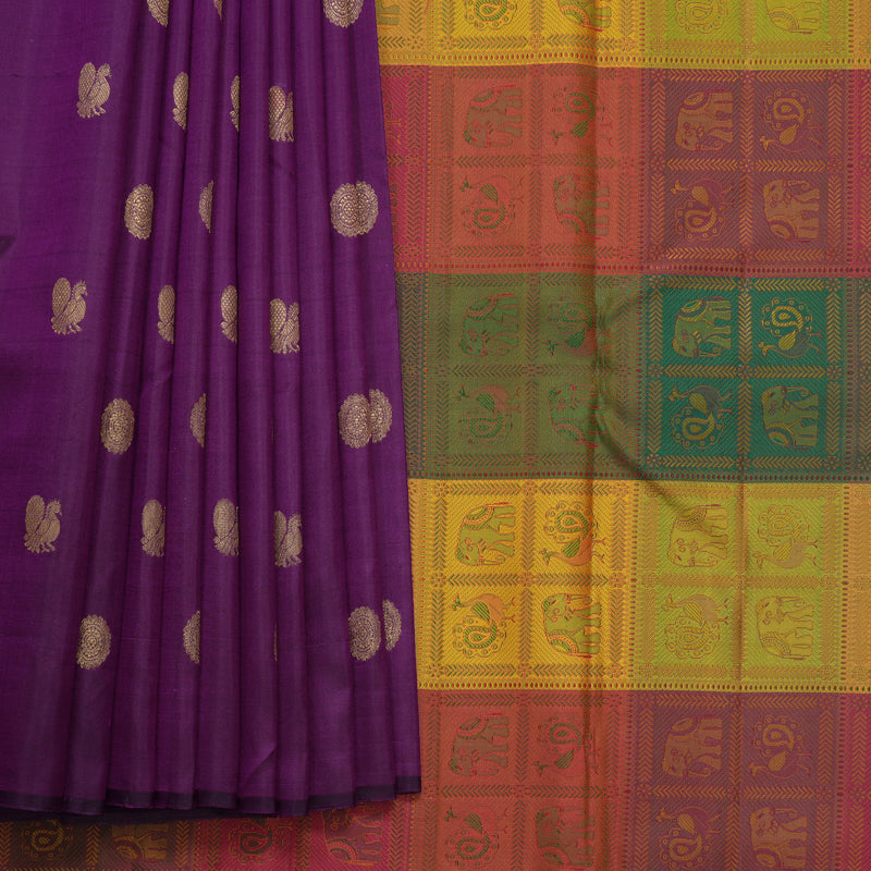 Hayagrivas Handloom Purple Kanjivaram Silk Saree KBF503F5-1