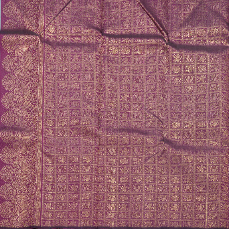 Hayagrivas Handloom Silver Grey Kanjivaram Silk Saree with Turning Border KBF504F2-1