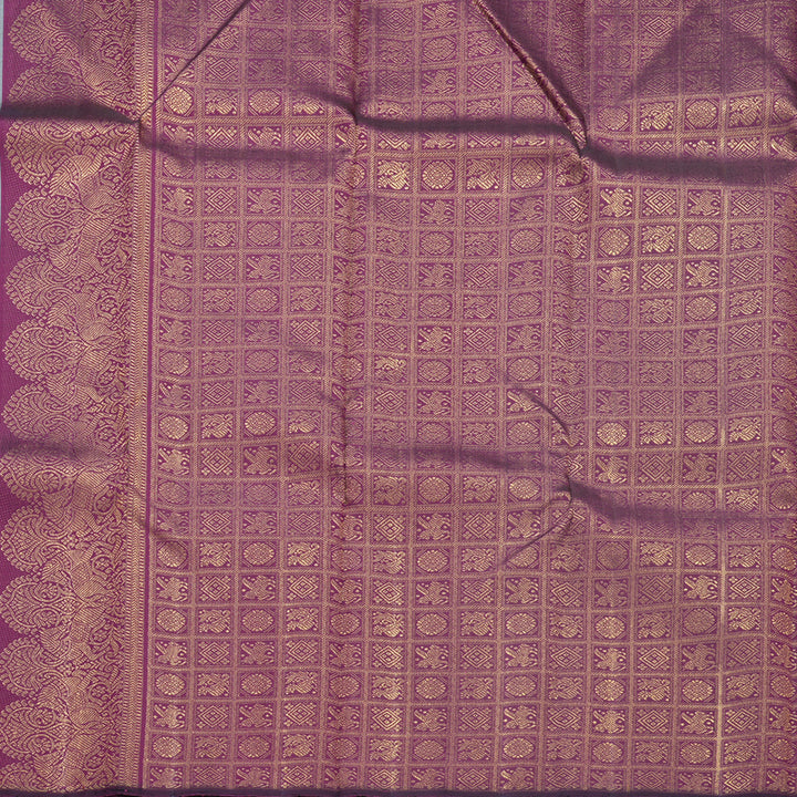 Hayagrivas Handloom Silver Grey Kanjivaram Silk Saree with Turning Border KBF504F2-1